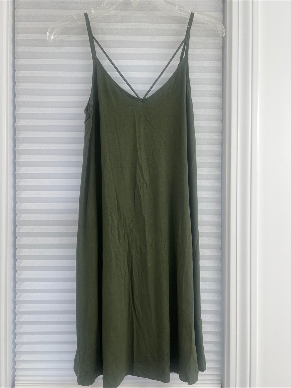 Hollister Olive Green Maxi Slip Dress with Crisscross Back